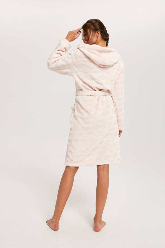 Szlafrok damski z kapturem Drina Italian Fashion - różowy