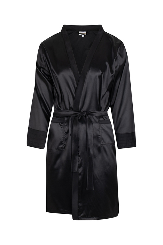 Szlafrok męskie satynowy Ares ByShelly - czarny