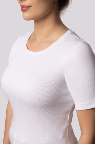 Koszulka damska w prążek Ribbed Mona biały