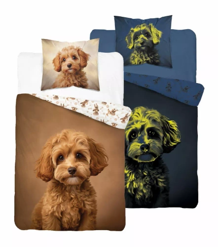 Pościel bawełniana świecąca w ciemności 5421 A Rudy Piesek Detexpol 