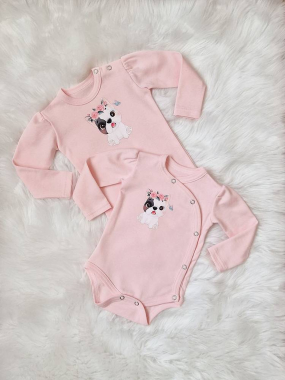 Body z długim rękawem Puppy Bambarillo pudrowy róż