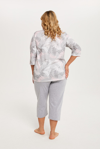 Piżama Damska 3/4 rękaw, 3/4 spodnie Bartonia Italian Fashion - druk/melange