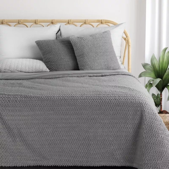 Koc narzuta z mikrofibry Laris Eurofirany srebrny