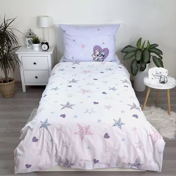 Pościel dziecięca bawełniana JF 24 Lilo i Stitch Heart wrzosowa Jerry Fabrics