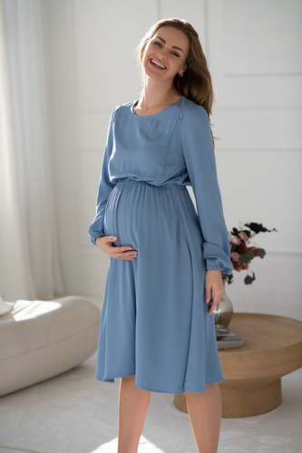 Sukienka ciążowa i do karmienia Lovely Dress Midi Milk&Love błękitny