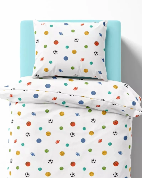 Pościel dziecięca bawełniana 5442 A Sportowy Sen Detexpol biały