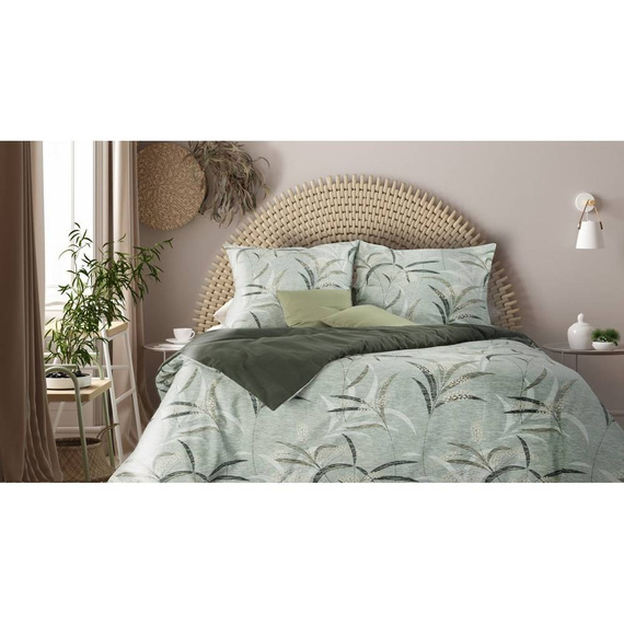 Pościel z bawełny liście Montenegro 6 Eurofirany oliwkowy