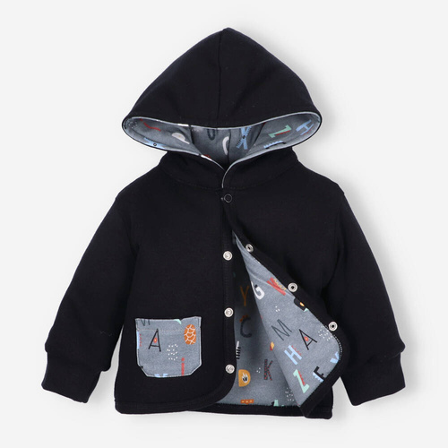 Kurtka niemowlęca  z bawełny organicznej Alfabet Nini czarny