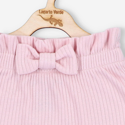 Spodnie prążkowane z kokardą Lagarto Verde - różowy