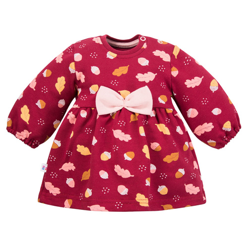 Fluffy Tails Eevi – Sukienka dziecięca bordo, bawełna, druk, długi rękaw