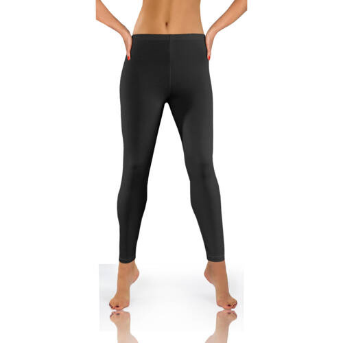 Legginsy damskie sportowe bawełniane kryjące długie Sesto Senso czarny