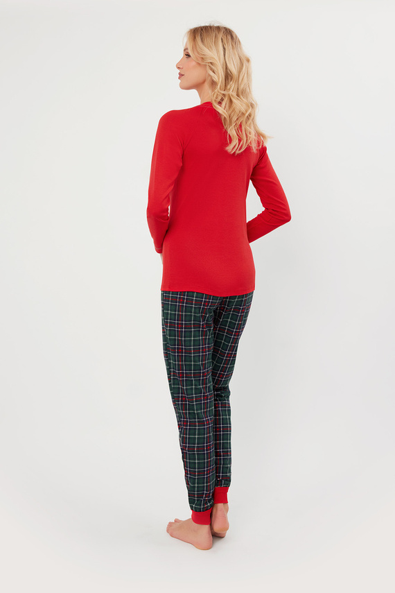 Piżama Damska długi rękaw, długie spodnie Foggia Italian Fashion - czerwony/druk