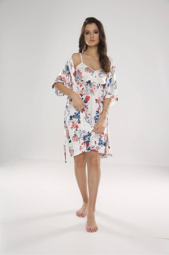 Koszula damska 636 Lurdes De Lafense - ecru-czerwony