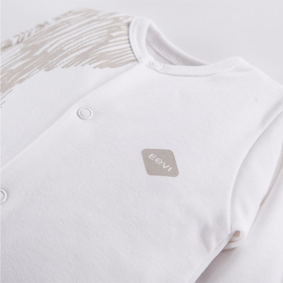 Pajac niemowlęcy ze stópkami Pacific Eevi - biały druk