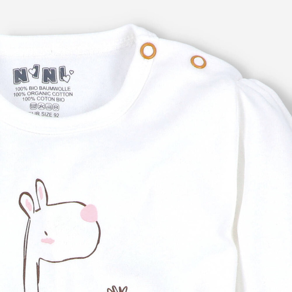 Body dla dziewczynki z bawełny organicznej Giraffe Nini ecru