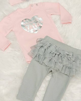 Body z długim rękawem "Kocham Cię Tata serduszko" Bambarillo różowy