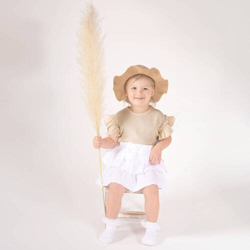 Muślinowa bluzka z krótkim rękawem 207052 Nicol- beżowa