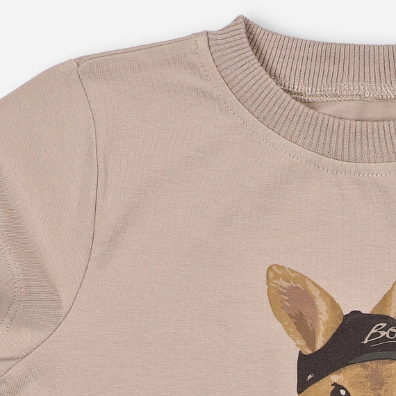 T-shirt dla chłopca KAR-2004/BEZ Lagarto Verde beżowy