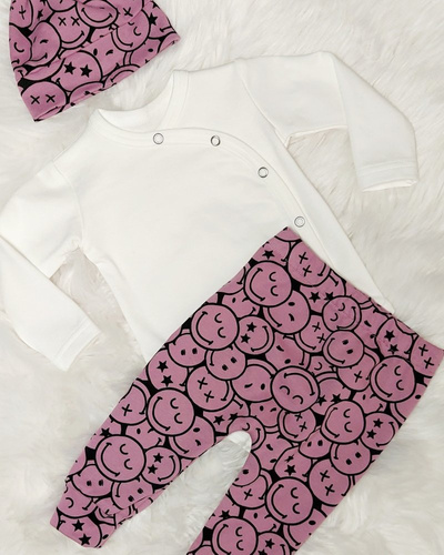 Komplet 3-częściowy Emotki Bambarillo musztardowy 