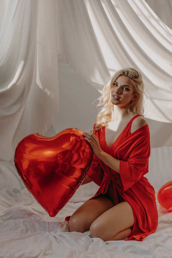 Damski szlafrok Maddalena Teyli - czerwony