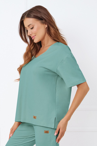 Bluzka z krótkim rękawem Caro Italian Fashion - szałwiowy