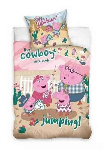 Pościel bawełniana Świnka Peppa  Carbotex różowy