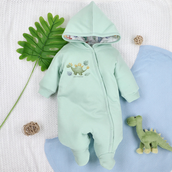 Kombinezon niemowlęcy Dino Explorer Nini – ocieplany, bawełna organiczna, polska produkcja