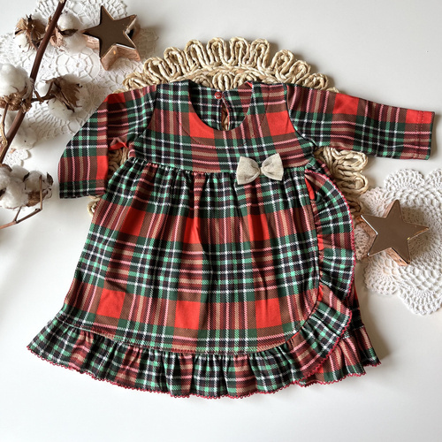 Sukienka z długim rękawem 23SR01 Merry Christmas Mamatti - czerwony/zielony