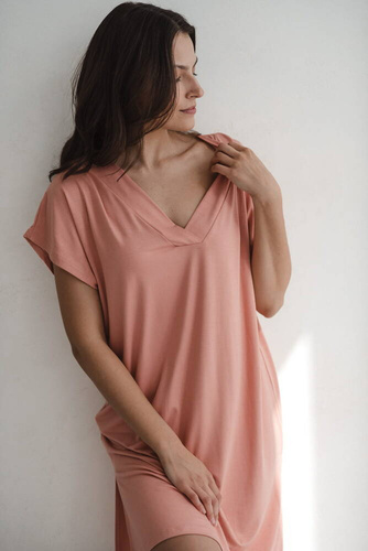 Bambusowa koszula nocna ciążowa i do karmienia Moon Milk&Love herbaciana róża