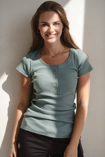 Bluzka ciążowa i do karmienia Tummy z krótkim rękawem Milk&Love patynowa 