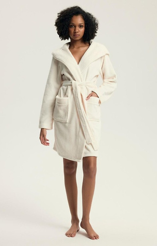 Szlafrok damski 43599 Darlan Henderson – krótki, soft, z kapturem