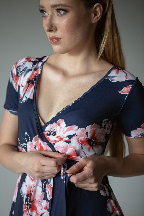 Sukienka ciążowa 122 MIRACLE- granatowy