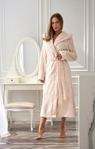 Długi Szlafrok Damski 2599 Robin L&L morelowy