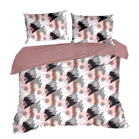 Pościel świąteczna choinki z mikrowłókna Aura Eurofirany różowy
