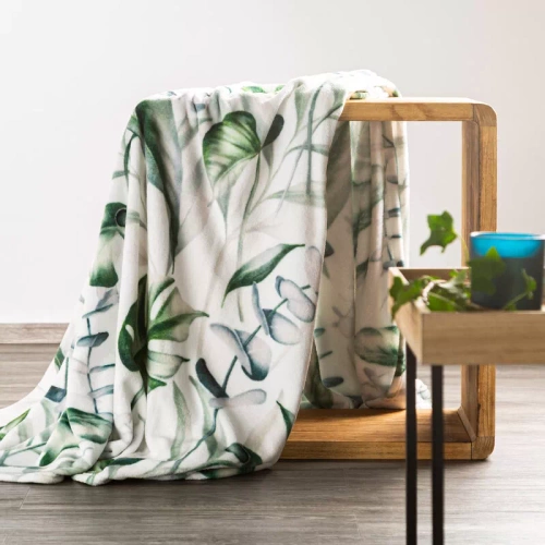 Koc narzuta liście Ellen Eurofirany biały