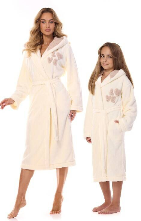 Długi Szlafrok Damski 2410 LV L&L - ecru