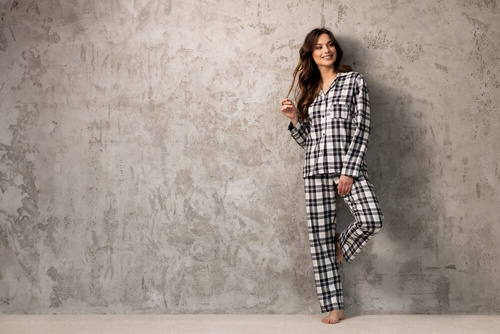 Piżama damska rozpinana flanelowa Stay Warm Momenti Per Me black