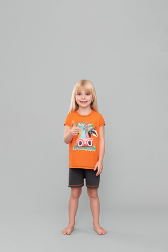 Piżama dziewczęca Blonde Italian Fashion - pomarańcz/ciemny melanż