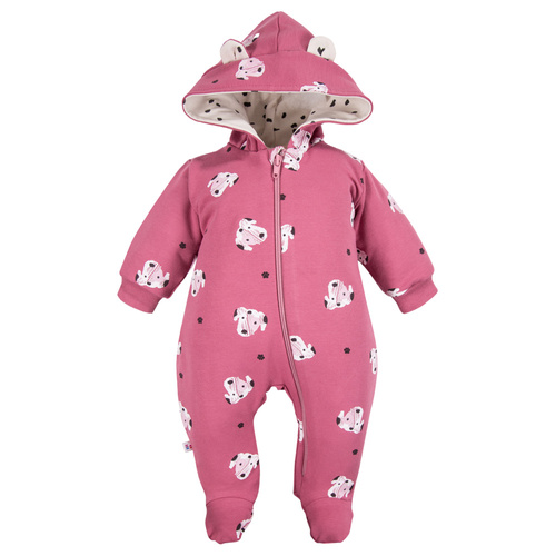 Pajac z kapturem kombinezon Dogs & Spots Eevi - różowy