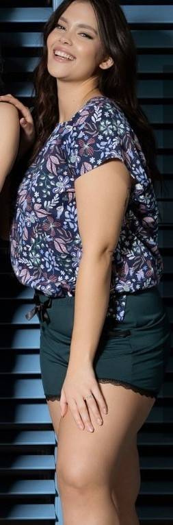 Margot Mix&Match Koszulka Piżamowa Druk Nipplex - granatowy