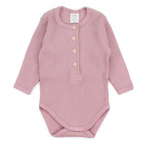 Body polo prążek z długim rękawem Martex brudny róż