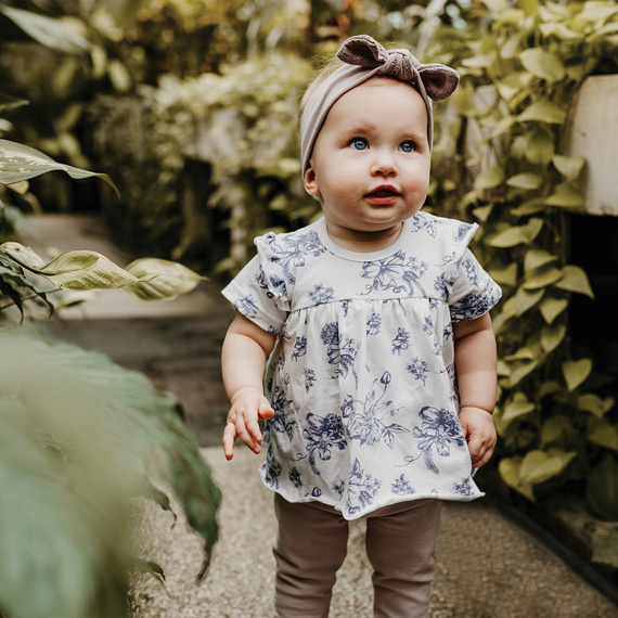 Sukienko-body z krótkim rękawem Botanic Eevi - biały druk