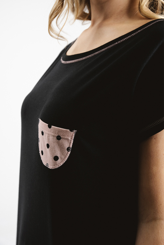 Piżama Damska krótki rękaw, spodenki Buscato Italian Fashion - druk/czarny