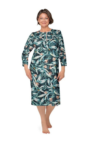 Martel Bogna II 204 zielony ciemny 29– bawełniana koszula nocna damska z długim rękawem, guziki, idealna dla Babci