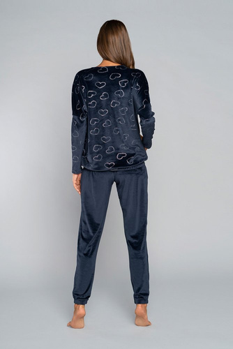 Komplet Damski dł. rękaw, dł. spodnie Eliksir Italian Fashion granat