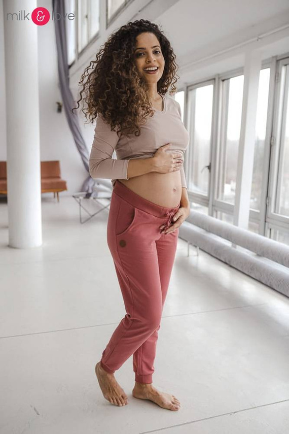 Dresowe spodnie ciążowe Milk&Love dusty cedar