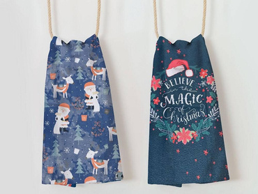 Świąteczny komplet Ścierek Kuchennych Darymex granatowy