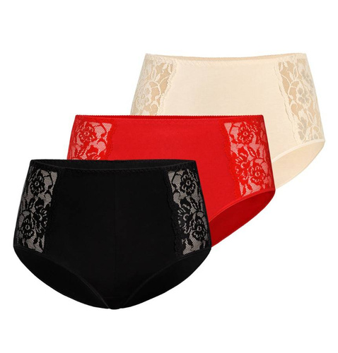 Wielopak figi z wysokim stanem Loren Teyli - czarny/czerwony/beżowy