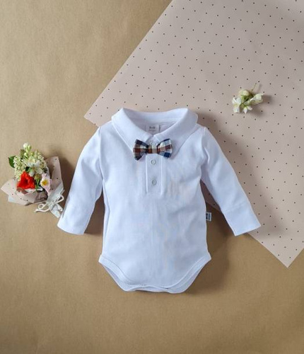 Body z muszką 041PDR Little Gentleman Marija - biały