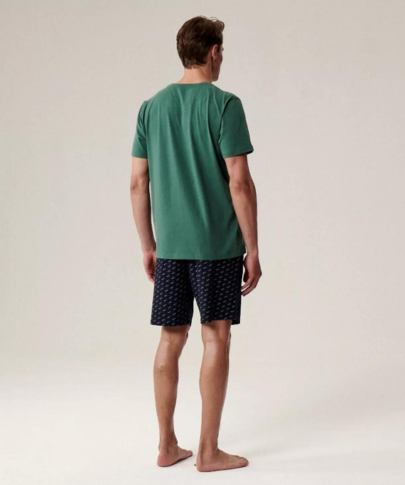 Bawełniana piżama męska NMP-395 – krótki rękaw, przewiewna, idealna na lato